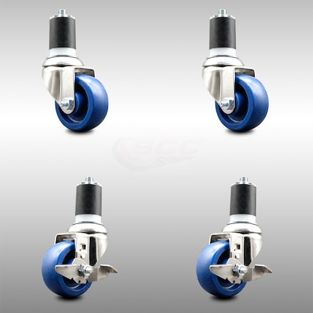 Service Caster 3.5 Inch 316SS Solid Poly Swivel 1-3/4 Inch Expanding Stem Caster Brake, 2PK SCC-SS316EX20S3514-SPUS-2-TLB-2-134